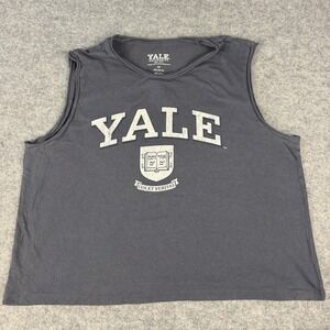 YALE University Tank Top Crop Shirt Medium M Gray Distressed Lux et Veritas